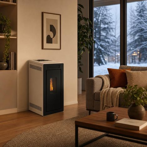 Hidroestufa Dalia 14 kW Muspel + turbuladores 10 minutos autolimpiable, programación, hasta 115 m² (1/5)