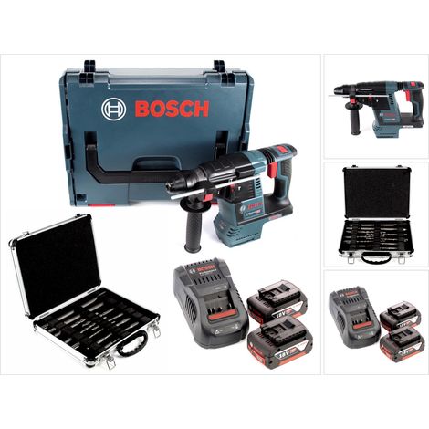 Bosch GBH 18 V-26 Professional Tassellatore a batteria SDS-Plus in valigetta L-Boxx + 2x Batterie GBA 5,0 Ah + Caricabatterie + Set di punte e scalpelli da 11 pz. (1/5)