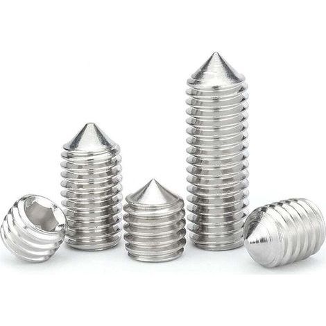 Vis Sans Tête Coniques M6 Vis Sans Tête Hexagonales en Acier Inoxydable Fixations Allen Vis Pointeau M6×20mm,20 pcs (1/3)