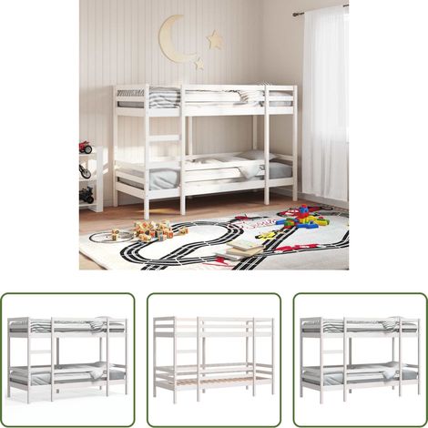 vidaXL Massivholz Etagenbett - Etagenbett Weiß 75x190 cm Massivholz Kiefer (1/5)