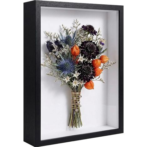 Cadre photo 3D à remplir - 20 x 29 cm - A4 - Avec plexiglas - Présentoir photo pour médailles, cadeaux d'argent et bricolage - Noir (1/5)