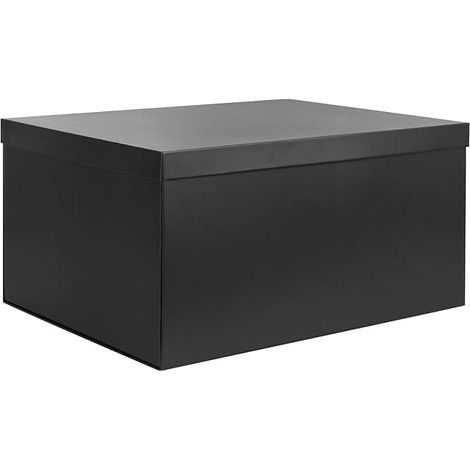 Boîte de Rangement, Noir avec Couvercle 38 x 28 x 19 cm Grand Ruban Carton pour Maison Chambre Salon Bureau École (1/5)