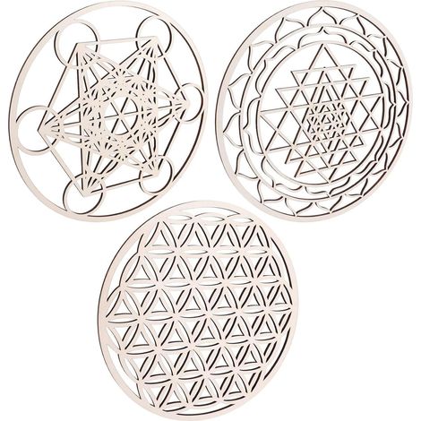 3-Piece Sacred Geometry Wall Art Set: Wooden Wall Art, Sacred Geometry Art, Sculpture, Wall Decorations for Interior Decor (1/5)