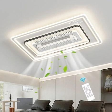 Ventilateur de Plafonnier Moderne avec Lumières LED Dimmable, Sans Pale Silencieux, Télécommande, 3 Températures de Couleur, 140W,105x65cm (1/5)