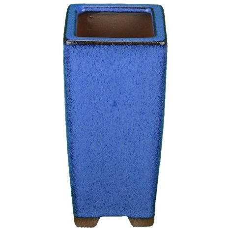 Vaso per bonsai quadrato (stile a cascata) in gres smaltato blu 5,5x5,5x14 cm - SF36