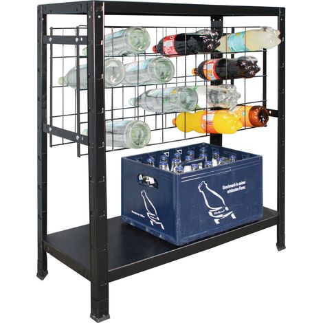 SCHULTE Regalwelt Casier à vin, 32 bouteilles, 90x80x35 cm (HxLxP), noir, rayonnage pour boissons, casier à bouteilles de vin, casier à bouteilles (1/2)