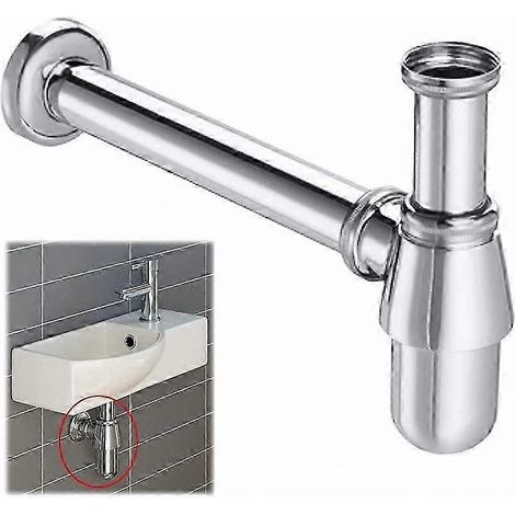 Bonde de lavabo moderne avec sortie ronde réglable, finition chromée, pour flacon de déodorant, diamètre 1 1/4 pouce. (1/5)