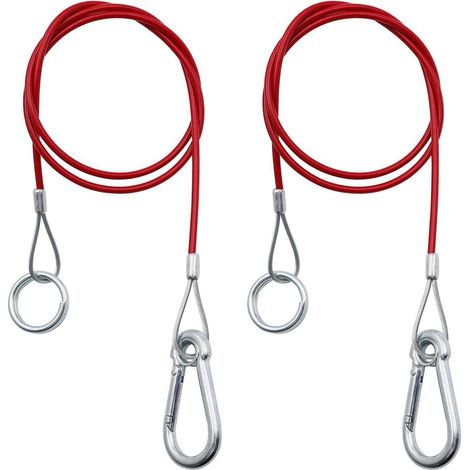 Lot de 2 câbles de sécurité pour remorque, 1m, avec mousqueton et manille, universel (1/5)
