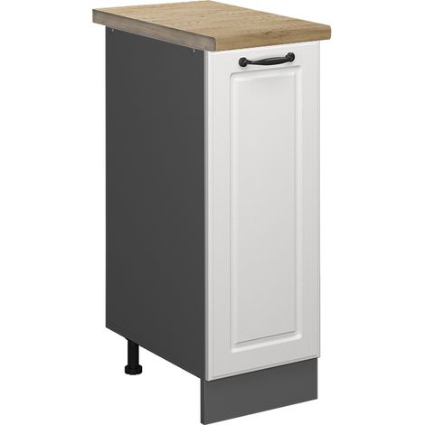 Armadio cucina dispensa alto R-Line, Bianco casa di campagna, 30 cm , PL Rovere, Vicco