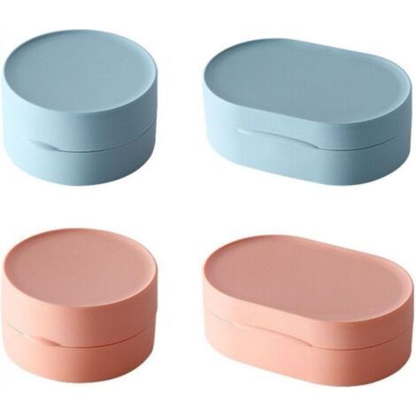 Ensemble porte-savon quatre pièces, boîte à savon créative et simple, boîte à souvenirs multifonctionnelle, petite boîte à savon, boîte à savon de voyage pratique, boîte à savon en plastique.