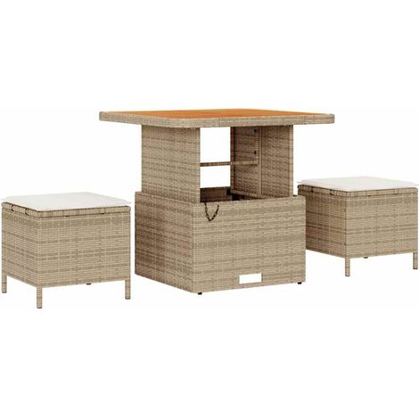 Maison Exclusive - Set da Pranzo per Giardino Beige polyrattan (1/5)