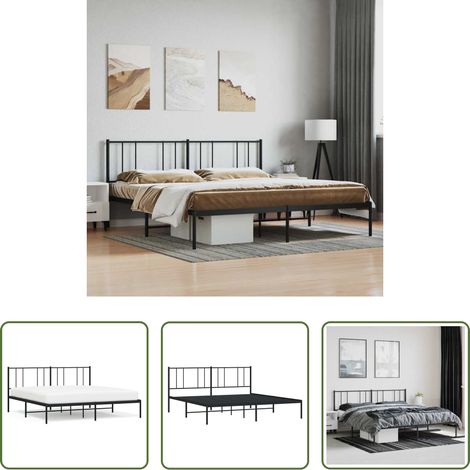 Metallbett - Bettgestell mit Kopfteil Metall Schwarz 200x200 cm (1/5)