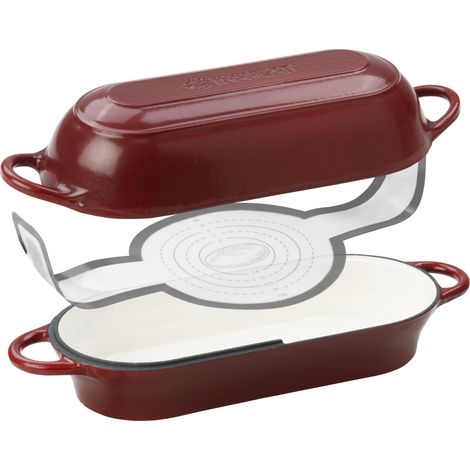 Mahlzeit Gusseisen Brottopf Set emailliert, 4,5 Liter, Dark Cherry, mit Brotschlinge, Brotbackset (1/5)