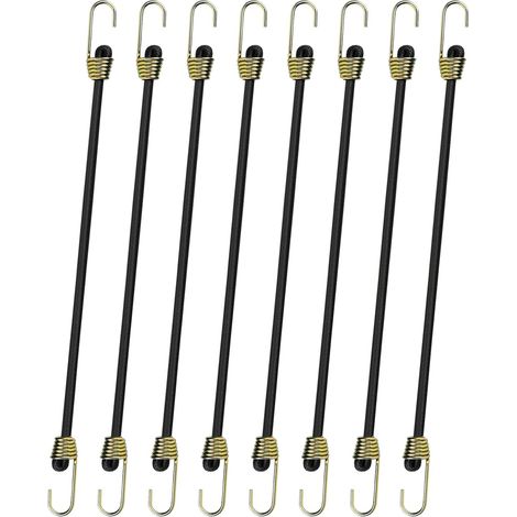 8 Pzs Tendeurs Elastiques avec Crochets, 25cm Petit Tendeurs Elastique avec Crochets, Mini Tendeurs Sandow en Caoutchouc, Sangles de Tension Robustes pour Transport Camping Bagage Bâche Tente (1/5)