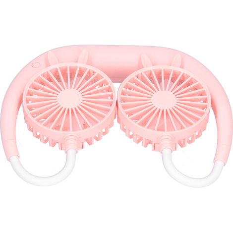 Ventilateur de cou rechargeable par USB, ventilateur électrique portable pour l'extérieur, les voyages, le bureau et la salle de sport (rose) (1/5)