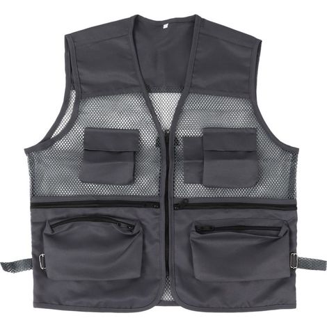 Veste militaire respirante avec poches multiples, idéale pour la pêche et les activités extérieures - Taille XXL, Gris foncé (1/5)