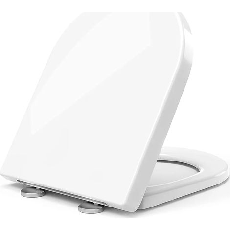 Abattant de toilette forme U antibactérien démontage rapide dimensions 45,5 x 35,5 cm couleur blanc pour WC standard (1/5)