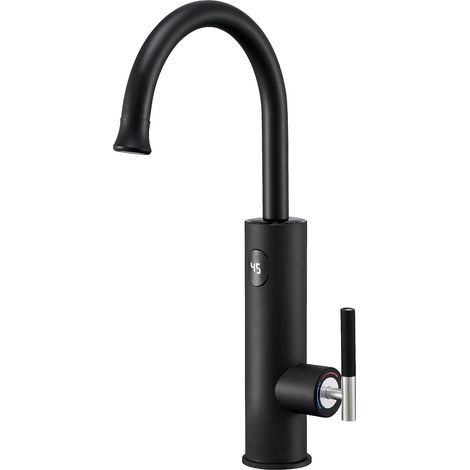 3000W chauffe eau electrique instantané Robinet de Cuisine,Avec affichage de la température à LED,Mitigeur Cuisine à poignée unique, rotation à 360 degrés-Black [Classe énergétique A] (1/5)