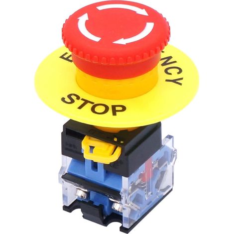 22mm 2 NC Interrupteur à Bouton-poussoir D'arrêt D'urgence de Verrouillage de Champignon Rouge 10A 440V LA38A-02ZS (1/5)
