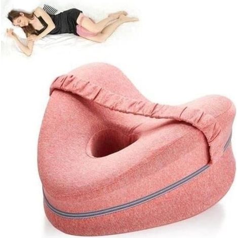(Rosa) Cuscino di supporto per ginocchia con memory foam per chi dorme sul fianco - Rosa - Morbido comfort - Lavabile