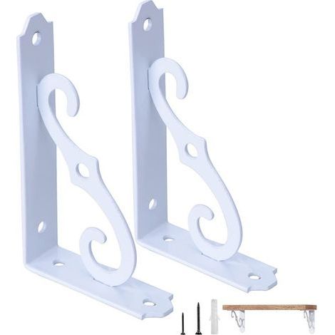 Support triangulaire, blanc, 127 mm x 89 mm, 2 supports Étagère murale, cadre de support pour bibliothèque (1/5)