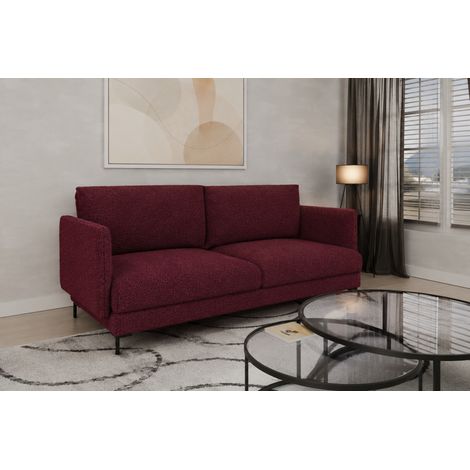 Sofa Designersofa HELMER 3-Sitzer Stoff Baloo Bordeauxrot (1/2)