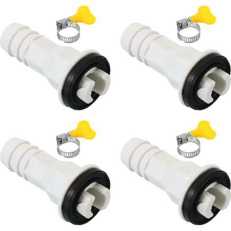 15mm Connecteur de Tuyau de Vidange de Climatiseur, 4 Pcs Connecteur de Vidange Universel avec Cerceau de Serrage pour Robinet D'Unité Ac à Fenêtre Mini-Fendue, Modèle Blanc 6 (1/5)