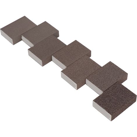 Lot de 7 éponges à poncer pour usage humide et sec, granulométrie grossière, moyenne et fine, mousse, grains 36, 60, 80, 100, 120, 180 et 220 (1/5)