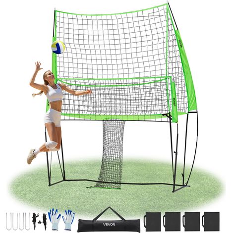 VEVOR Filet de volley-ball portable, filet deentrainement de volley-ball reglable en hauteur avec retour de balle, installation facile, equipement pour service interieur et exterieur dans le jardin (1/5)
