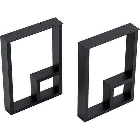 Set de 2 patas de mesa auxiliar Kauhava acero 42x30cm - Negro [en.casa]