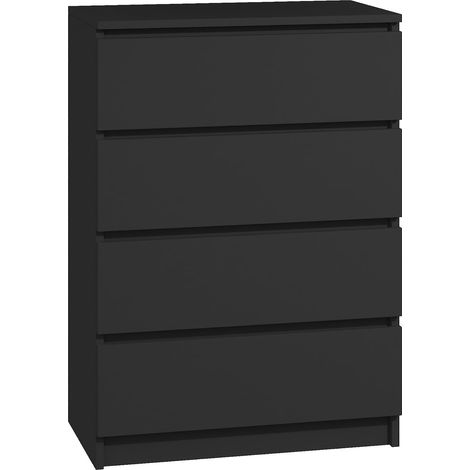 Kommode mit 4 Schubladen Sideboard Schrank schwarz