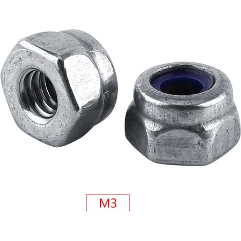 DIN985 Nylon Lock Nut Prevent Loosening Metric 304 Stainless Steel (M3, 100pcs)