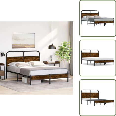 vidaXL Bettgestell ohne Matratze 120x190 cm Räuchereiche Holzwerkstoff (1/5)