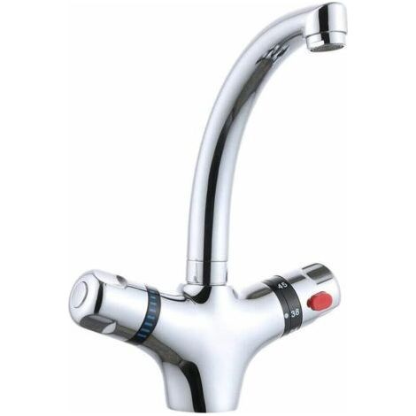 Robinet d'évier robinet de lavabo mitigeur thermostatique robinet de cuisine robinet d'évier de salle de bain pivotant à 360 ° pour chaudière (1/5)