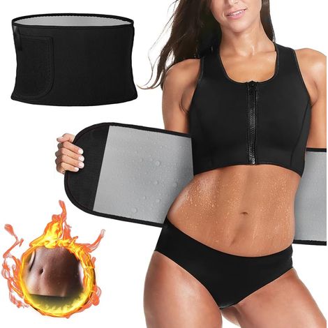 Cinturón lumbar para hombre y mujer, con funda para teléfono, ajustable, soporte deportivo para la espalda, adelgazante para entrenamiento, fitness y deporte, color negro. (1/5)