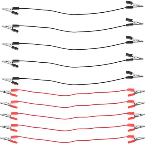 Câble de Test à Pinces Crocodile Double Tête avec Isolation Souple en Pvc et Cuivre 10 Pièces pour Pads et Terminaux pour Travaux Terrain et Projets Électroniques (1/5)