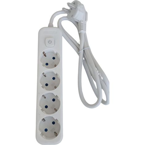 Regleta de Superficie 4 Enchufes con Interruptor y Cable 3 m – Blanco