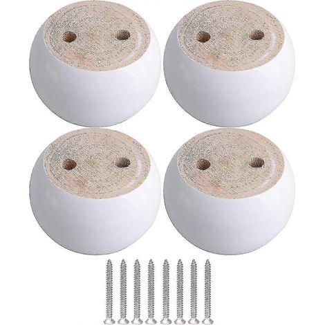 Un ensemble de quatre pieds de meubles ronds en bois d'eucalyptus blanc, mesurant 8 x 8 x 5 cm, peut supporter un poids d'environ 100 kg. (1/5)