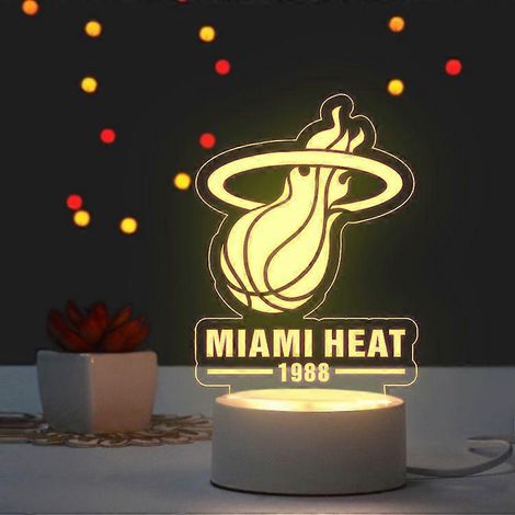 Luces nocturnas creativas para el club Miami Heat, decoraciones para fans, regalos de cumpleaños
