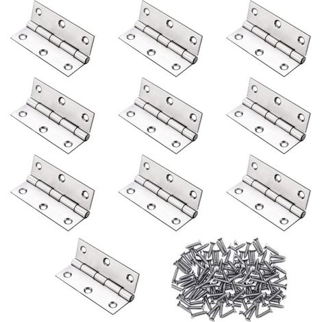 Charnière Inox,Charnière Porte,Charnières à Roulement,10PC 5534mm Paumelle,Charnière Plate,Charnière Invisible,Charnieres Meubles Pliantes,Avec 62PC Vis Pour La Maison Meubles Matériel Porte Tiroir (1/5)