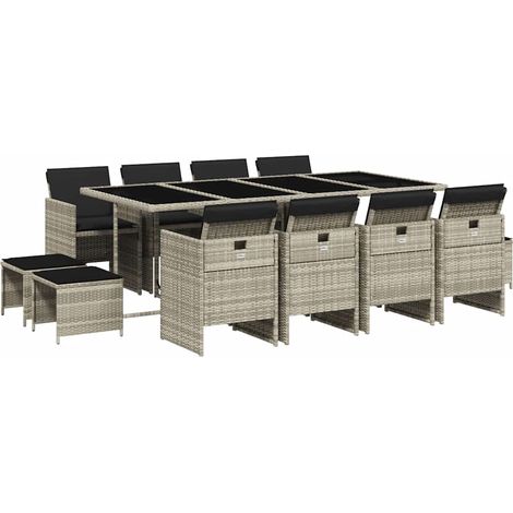 Maison Exclusive - Set da Pranzo da Giardino 13pz con Cuscini Grigio in Polyrattan