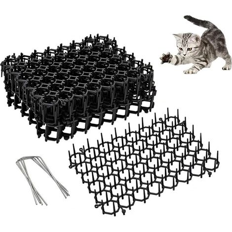 Lot de 6 tapis de chat de 20 x 15,5 cm avec pointes de 15,5 x 20 cm, bandes de picots en plastique pour intérieur et extérieur pour empêcher les griffures de creuser les chats, tapis répulsif pour (1/5)
