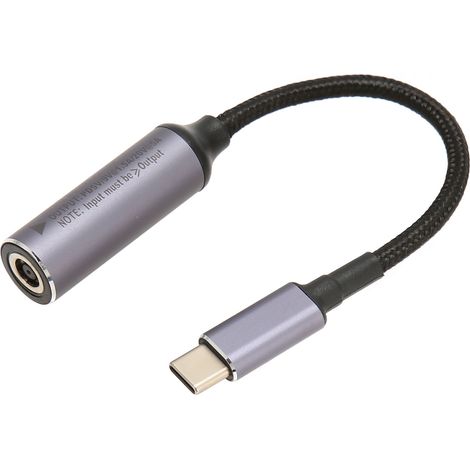 Câble d'alimentation PD 100W USB-C mâle/femelle pour ordinateurs portables, tablettes et téléphones, entrée DC 6.0mmx3.7mm (1/5)