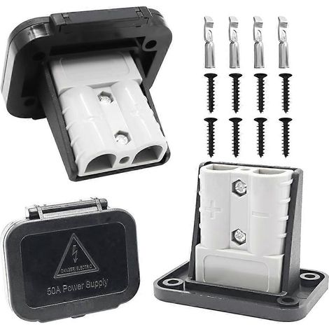 Montageplatte mit Abdeckung für 50A Schnellbatterieanschluss (zum Verbinden/Trennen) für Autos, Fahrräder, ATVs, Seilwinden und Hebebühnen. (1/5)