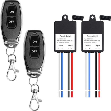 Wireless Remote Control Switch 433Mhz 5V 12V 24V 60V Remote Control Relay Receiver 1 Channel with 2 Transmitters for Lamps, LED Lights Christmas (1/5)