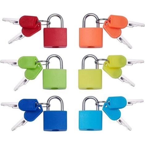 6 pièce Mini Cadenas à Bagage, Multicolore Cadenas Valise avec 2 Clé pour Bagage Valise Petit Cadenas Clef, pour voyage, valise, école (1/5)