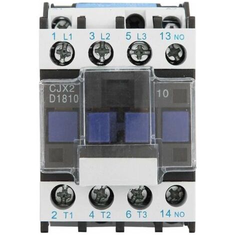 Contacteur AC CJX2-1810 Contacteur Électrique Industriel à 3 Pôles Bobine de Contacteur à Montage sur Rail CA 24/36/48/110/380V(380V AC) (1/4)