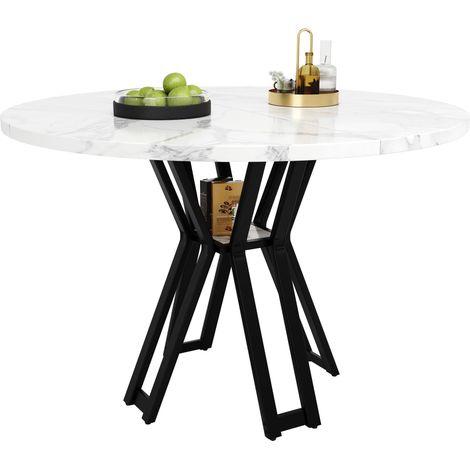 ELVMI Mesa de Comedor Redonda para 4 Personas con Patas Regulables, Tablero de MDF, Salón, 100x100x76 cm, Negro (1/5)