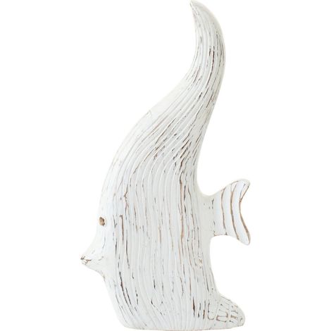 Poisson décoratif en bois blanc cassé - blanc cassé (1/2)