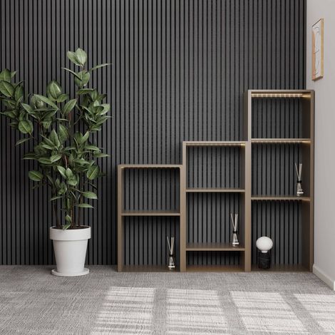 Set di 2 Pannello decorativo in legno MDF,L120xL60cm SP21mm, Pannelli fonoassorbenti scansionati in 3D con finitura effetto legno Rovere grigio (1/5)
